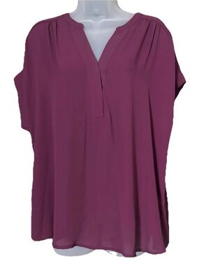 NWT APT 9 Women's Split Neck Tunic Top Wine Size XL Office Casual Lightweight